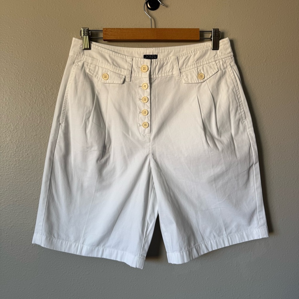 J. Crew White High-Waist Pleated Shorts - Picture 3 of 7